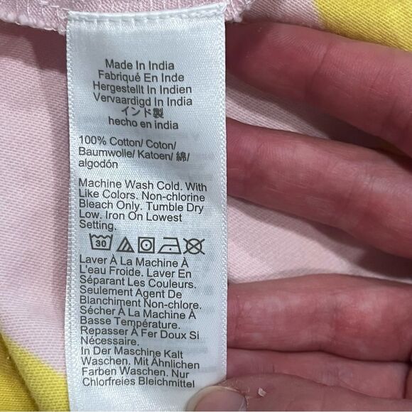 J. Crew Striped Funnelneck Pullover Top in Pink & Lemon Yellow Size Small - Picture 8 of 9